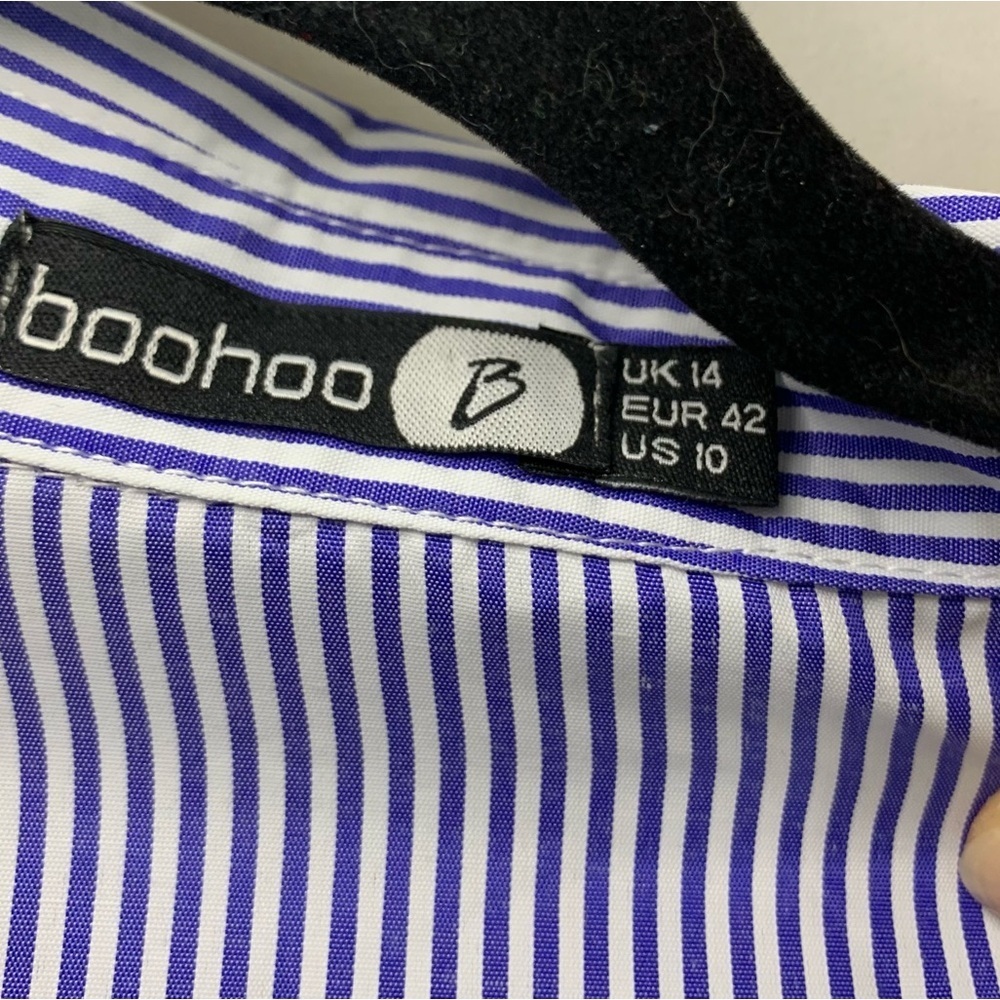 Boohoo Embroidered Detail Striped Shirt Button Down Dress, size 10 - Picture 4 of 13